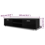 vidaXL Meuble TV Noir brillant 140x40 5x35 cm