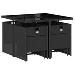 vidaXL Ensemble à manger de jardin 9Pièces coussins noir résine tressée