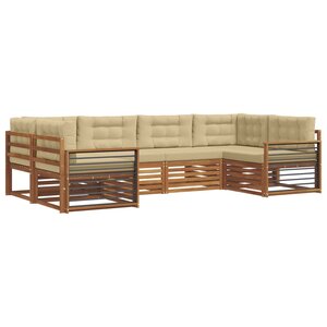 vidaXL Ensemble de canapés d'extérieur 6 Pièces Naturel et Beige