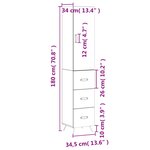 vidaXL Buffet haut Blanc brillant 34 5x34x180 cm Bois d'ingénierie