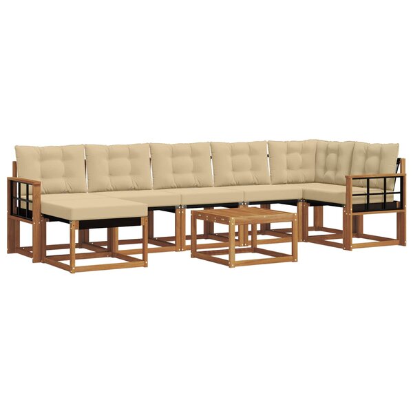 vidaXL Ensemble de canapés d'extérieur 8 pc Naturel et Beige
