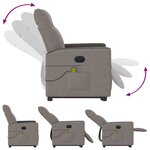 vidaXL Fauteuil inclinable de massage électrique Taupe Tissu