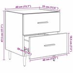 vidaXL Cabinet de chevet 2 Pièces Chêne noir 40 x 35 x 47.5 cm