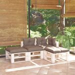 vidaXL Salon palette de jardin 4 Pièces avec coussins bois de pin