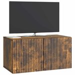 vidaXL Meuble TV mural Chêne fumé 59 5 x 31 x 30 cm Bois d'ingénierie