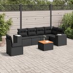 vidaXL Salon de jardin 7 Pièces avec coussins noir résine tressée