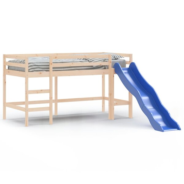 vidaXL Lit mezzanine enfants toboggan 90x200 cm bois pin massif