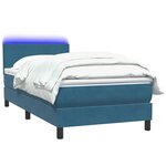 vidaXL Sommier à lattes de lit et matelas et LED bleu foncé 80x210 cm velours