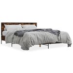 vidaXL Cadre de lit chêne fumé 160x200 cm bois d'ingénierie et métal