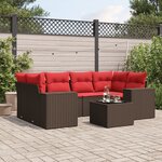 vidaXL Salon de jardin avec coussins 7 Pièces marron résine tressée