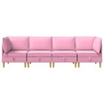 vidaXL Canapé modulaire avec rangement 4 Pièces Rose Tissu