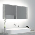 vidaXL Armoire de salle de bain à miroir LED Gris béton Acrylique