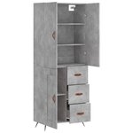 vidaXL Buffet haut Gris béton 69 5x34x180 cm Bois d'ingénierie