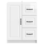 vidaXL Buffet Blanc brillant 66 x 34 5 x 87 cm Bois d'ingénierie