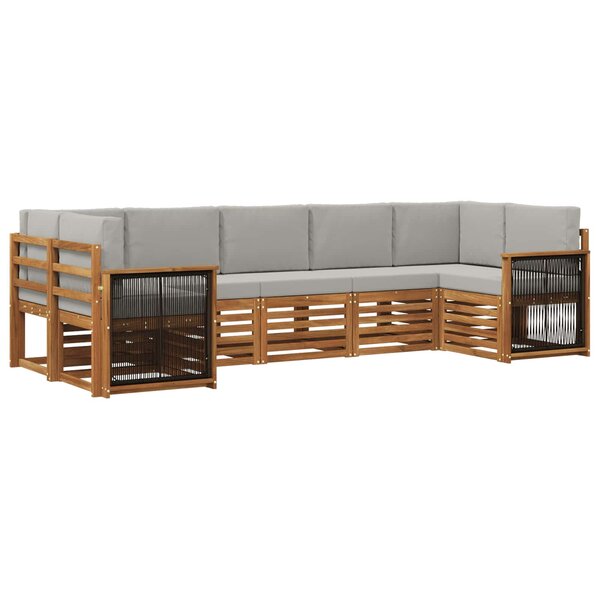 vidaXL Ensemble de canapés d'extérieur 6 pc Naturel et gris clair