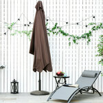 Demi parasol - parasol de balcon 5 entretoises métal dim. 2 3L x 1 3l x 2 49H m polyester haute densité chocolat