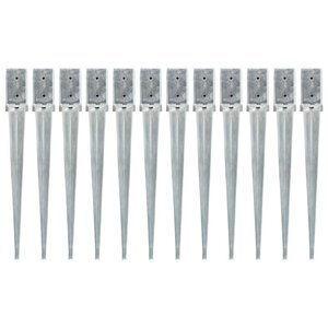 vidaXL Piquets au sol 12 Pièces Argenté 8x8x76 cm Acier galvanisé