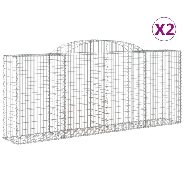 vidaXL Paniers à gabions arqués 2 Pièces 300x50x120/140 cm fer galvanisé