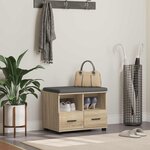vidaXL Banc d'entrée avec coussin Chêne Sonoma 60 x 38 x 46 cm