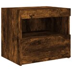 vidaXL Tables de chevet avec lumières LED 2 Pièces chêne fumé 50x40x45 cm