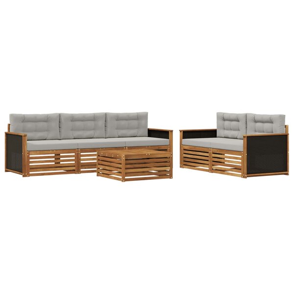 vidaXL Ensemble de canapés d'extérieur 6 pc Naturel et gris clair