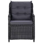 vidaXL Chaises de jardin avec table à thé lot de 2 Résine tressée Noir