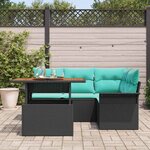 vidaXL Ensemble de canapé de jardin 5 Pièces Noir Poly rotin