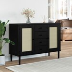 vidaXL Buffet SENJA aspect rotin noir 112x40x80cm bois massif de pin