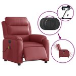vidaXL Fauteuil de massage inclinable électrique rouge bordeaux