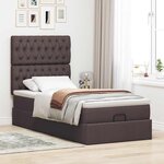 vidaXL Cadre de lit ottoman avec matelas marron foncé 80x200 cm tissu