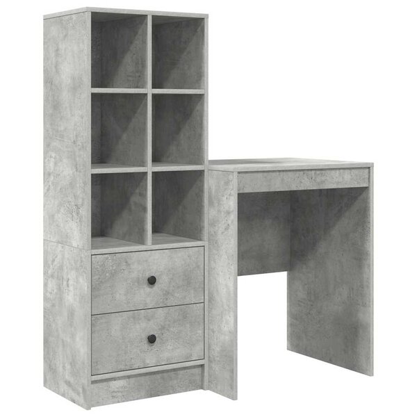 vidaXL Bureau avec tiroir 2 Pièces Gris béton