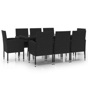 vidaXL Ensemble de salle à manger de jardin 9 Pièces Résine tressée Noir