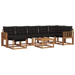 vidaXL Ensemble de canapés d'extérieur 8 pc Naturel et Noir