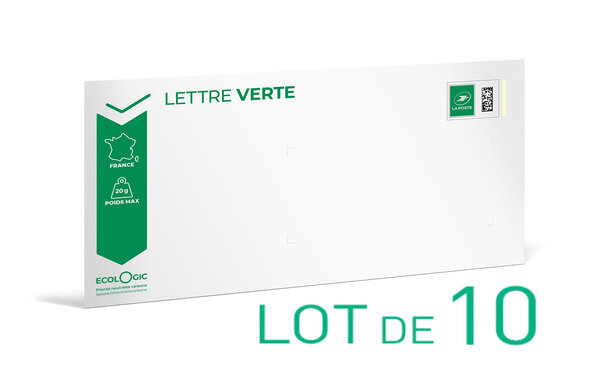 Prêt-à-Poster - Lettre Verte - 20g - Format DL - Enveloppes en lot de 10