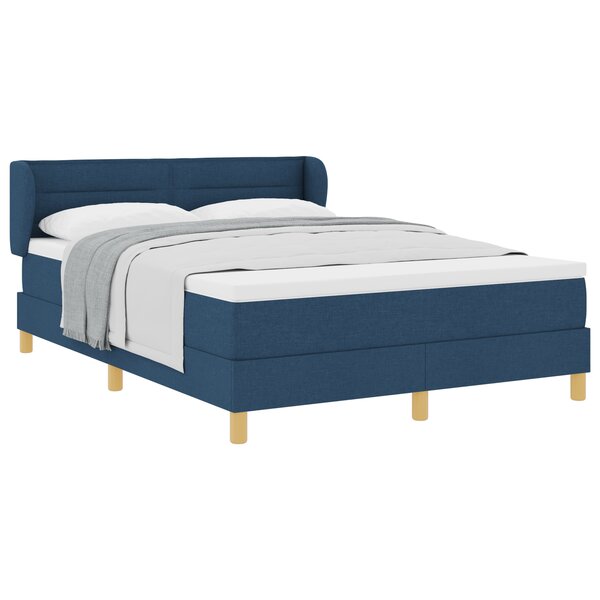 vidaXL Lit box spring avec matelas bleu 160x200 cm tissu