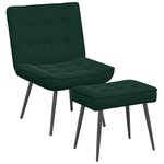 vidaXL Chaise de relaxation avec tabouret Vert foncé Velours