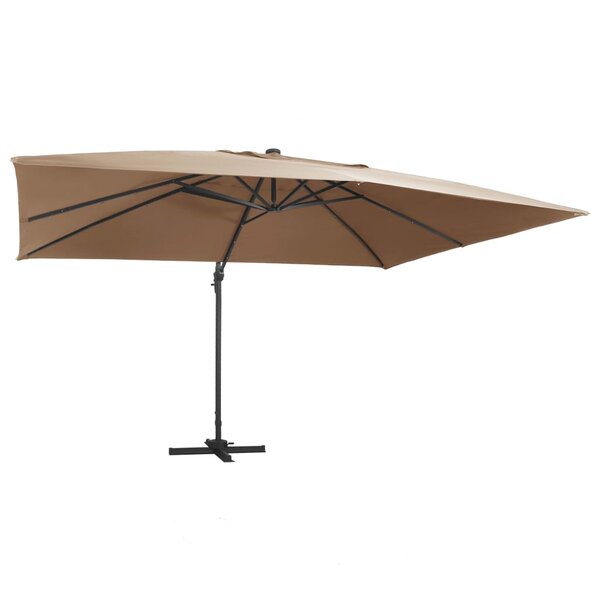 vidaXL Parasol déporté avec lumières LED Aluminium 400x300 cm Taupe