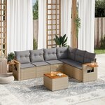 vidaXL Salon de jardin avec coussins 7 Pièces beige résine tressée
