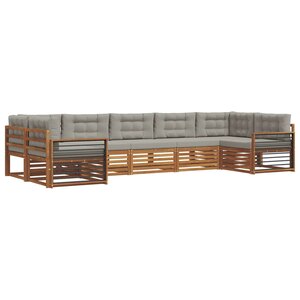 vidaXL Ensemble de canapés d'extérieur 7 pc Gris Naturel et Clair