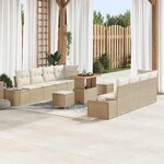 vidaXL Ensemble de canapé de jardin avec coussin 11 Pièces Beige  Crème
