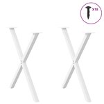 vidaXL Pieds de table à manger en forme de X 2 pièces blanc 70 x (72-73) cm acier