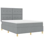 vidaXL Lit à ressort LED avec matelas Gris clair 160 x 200 cm tissu