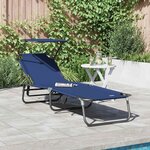 vidaXL Chaise longue pliable avec auvent bleu en tissu oxford 600D