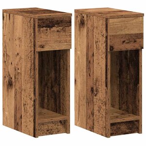 vidaXL Tables de chevet avec tiroir 2 Pièces vieux bois 20x36x60 cm