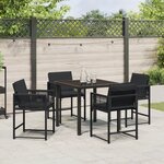 vidaXL Ensemble de salle à manger de jardin 5 pièces avec coussins en poly rotin noir.