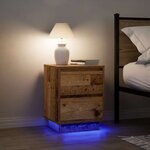 VidaXL Tables de chevet avec lumières LED 2Pièces vieux bois 38x34x50 cm