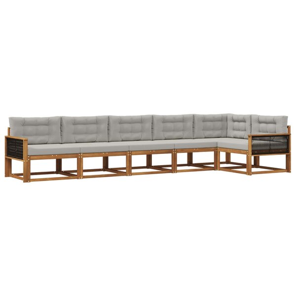 vidaXL Ensemble de canapés d'extérieur 6 Pièces Naturel et Gris clair