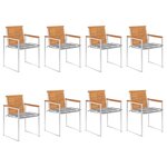 vidaXL Chaises de jardin lot de 8 avec coussins Bois d'acacia solide