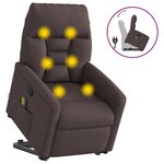 vidaXL Fauteuil inclinable de massage Marron foncé Tissu