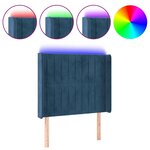 vidaXL Tête de lit à LED Bleu foncé 103x16x118/128 cm Velours
